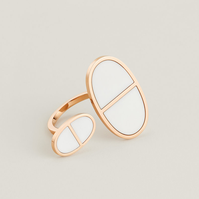 【日本未入荷★ローズ】HERMES Chaine d‘ancre Verso MM リング Hermes 18k Pink Gold Diamond Chaine d'Ancre Verso Ring Size